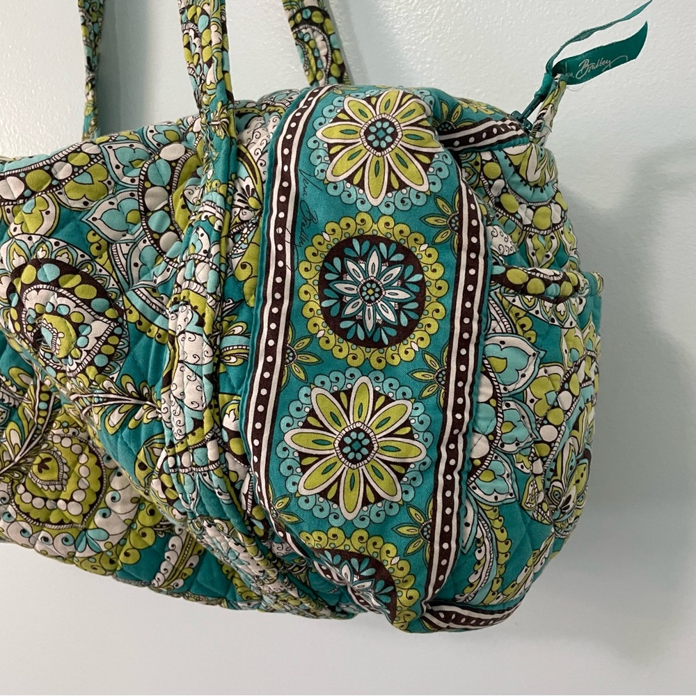 Vera Bradley Weekender Travel Duffle Bag Turquoise Parsley - Picture 4 of 7